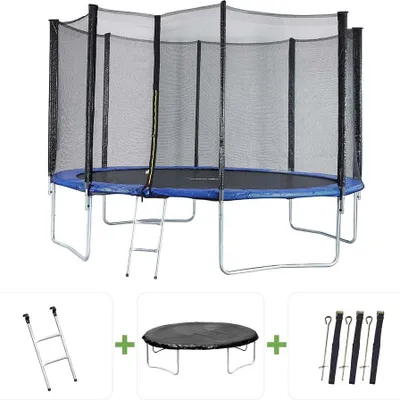 Obrázek produktu pro Trampolína "Joycy" - Ø 4,27 m - Se sítí + žebříkem + krytem + upevňovací sadou