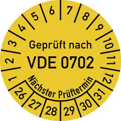 Produktbild von Dreifke® Prüfplakette VDE 0702 Nächster Prüft., 2026-2031, Dokumentenf., Ø30m...