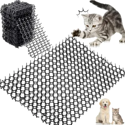 Produktbild von Anti-Katzenmat Spikes 15 x 20 cm, 12 Stück, Wiederverwendbare Katzenabwehrmat, für Garten und Rasen