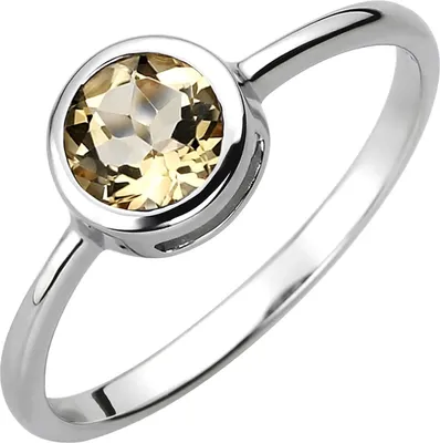 Produktbild von Solitär Ring aus 925 Silber mit Citrin gelb-orange rund Fingerring Edelsteinring Innenumfang 54mm  Ø17.2mm