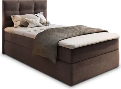 Produktbild von Masseno Boxspringbett GLOS 80 80x200 cm Komplett-Set mit Bonell Matratze und Topper, Polsterbett mit Bettkästen -Braun, COSMIC 800