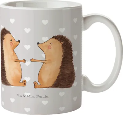 Produktbild von Mr. & Mrs. Panda Pott Igel Liebe - Grau Pastell - Geschenk, Freundin, Kindertasse, Reisebecher, Haferl, Kunststoffbecher, Hochzeitstag, Mehrwegbecher, Liebesbeweis