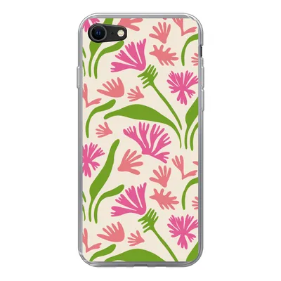 Produktbild von MuchoWow® Handyhülle Schutzhülle Hülle für iPhone SE 2020 Blume - Muster - Blatt Silikon Softcase Handy Hülle - Kartenbesitzer