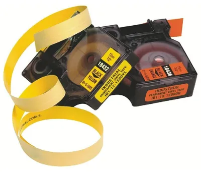 Produktbild von DYMO 19mm RHINO Coloured Vinyl, Schwarz auf orange, Vinyl, Box, Belgien