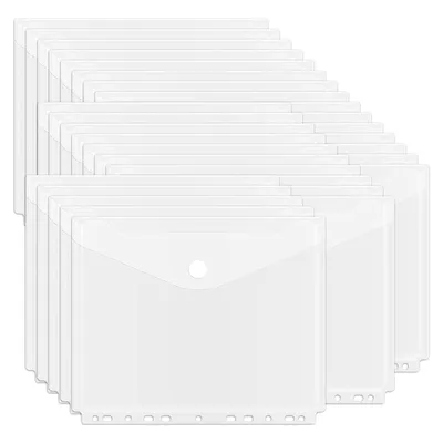 Produktbild von 30-teilige Ordner, Ordner-Organizer, transparente Ordnerumschläge mit 11 Löchern und Klettverschluss, Ordner aus Kunststoff für Schul- und Bürobedarf