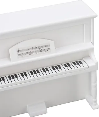 Produktbild von 1:12 Puppenhaus-Klaviermodell, weiße Holzminiatur mit Musikhocker, Dekoration, Geschenkzubehör