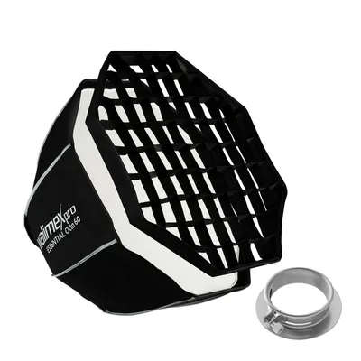 Produktbild von Walimex pro Essential Softbox Octagon 60cm + Adapter Profoto 15,2cm, 360°, einfacher Aufbau, inkl. Grid, Bowens Adapter und Transporttasche, ideal für Porträts und Beauty-Aufnahmen