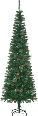 Produktbild von Künstlicher Weihnachtsbaum, schlank, Tannenzapfen, flammenhemmend, 54 x 195 cm, Grün
