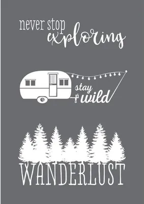 Productafbeelding van Sjabloon Wanderlust A5 - Zelfklevend Zeefdruk en Schildersjabloon met Rakel