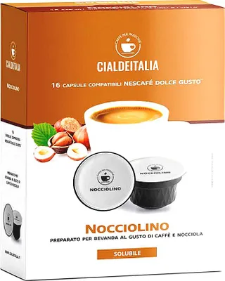 Produktbild von Cialdeitalia - Nocciolino Kapseln kompatibel mit Nescafé Dolce Gusto Maschinen - lösliche Kaffee Haselnuss Getränkekapseln - 192 Stück
