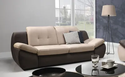 Produktbild von Sofa 3-Sitzer PEDRO Polyesterstoff Braun / Beige 205x84x113 cm