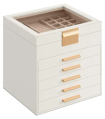 Produktbild von Schmuckschatulle mit 6 Ebenen und Glasdeckel – 20,3 x 23,1 x 22,8 cm