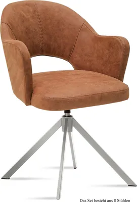 Produktbild von Armlehnstuhl drehbar (8er-Set) Davinia 59x87x61 Edelstahl/Cognac