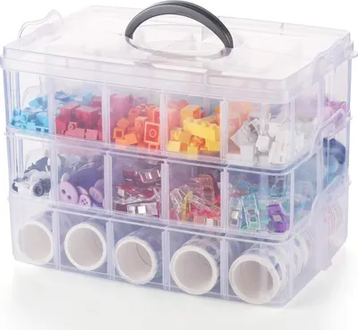 Produktbild von Plastikbox mit 30 transparenten Fächern für Schmuck und Basteln