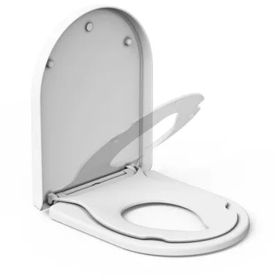 Produktbild von Toilettendeckel D Form WC-Sitze Toilettensitzbezug mit Kindersitz hochklappbar abnehmbar 300kg weiß