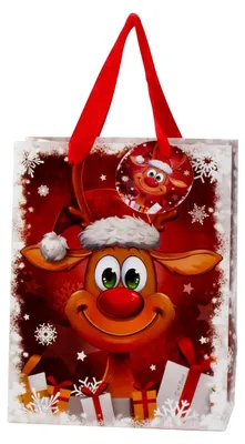 Produktbild von 24 Stück Geschenktüte Weihnachten Lustiges Rentier 18 x 24 x 10 cm