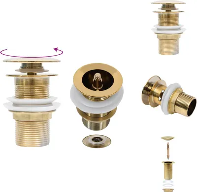 Produktbild von vidaXL Ablaufgarnitur ohne Überlauf Golden 6,4x6,4x9,1 cm - Armaturen