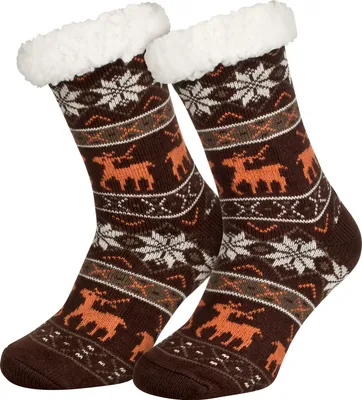 Produktbild von Tobeni 1 Paar Damen Kuschelsocken mit Anti-Rutsch-Sohle – Warme Homesocks, Farbe:Deer Dunkelbraun, Grösse:One Size