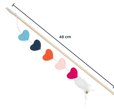 Immagine prodotto di Giocattolo per gatti Trixie in feltro colorato con piuma e cuore, 48 cm
