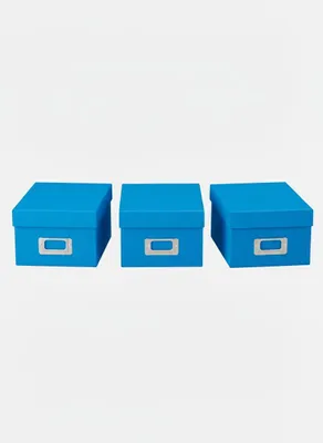 Aufbewahrungsboxen 3er-Set, Ozeanblau, 22x17x11 cm, mit Trennblättern