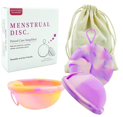 Productafbeelding van Herbruikbare Siliconen Menstruatieschijven met Opbergzakken