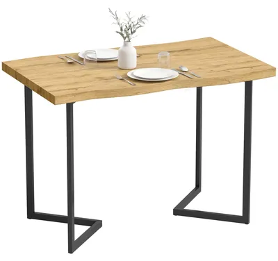 Produktbild von Esstisch fš¹r 2 Personen mit dicker Tischplatte, Metallbeinen, modernem Stil, 110 x 67 x 75,5 cm, Eiche