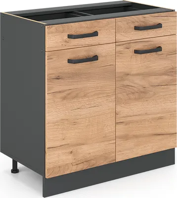 Produktbild von Vicco Spodní skříňka kuchyňské linky R-Line, 80 cm bez pracovní desky, Zlatý mocný dub/Antracit