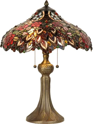 Produktbild von Clayre & Eef Tiffany Tischlampe Ø 43x58 cm Rot Grün Glas Rose