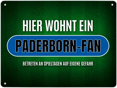 Produktbild von Hier wohnt ein Paderborn-Fan Metallschild XL mit Rasen Motiv Schild