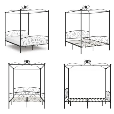 Produktbild von vidaXL Himmelbett Gestell Schwarz Metall 180 x 200 cm - Bettgestell - Bettgestelle - Bettrahmen - Bett