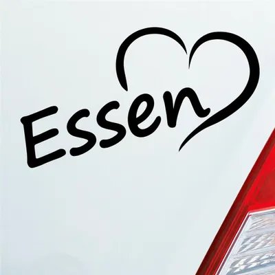 Produktbild von Auto Aufkleber Essen Herz Stadt City Liebe Love Heimat 15,5cm 15,5x9 cm Schwarz Glanz Sticker Heckscheibenaufkleber