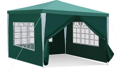 Produktbild von Faziango Pavillon Partyzelt mit Seitenwänden, Reißverschlusstür & Fenstern, UV-geschützt, 3x3m Grün