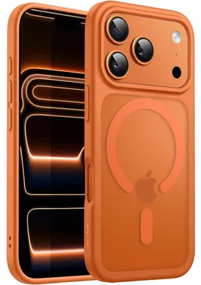 Immagine prodotto di Custodia per iPhone 17 Pro Max da 6,9 pollici, compatibile con MagSafe, trasparente opaca, color arancione
