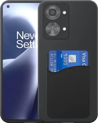 Produktbild von Geeignet für OnePlus Nord 2T Phone Case mit Silikon-Kartenhalter - Flexible Back Cover Case Silikon TPU mit Silikon Cardslot - Schwarz - Smartphonica