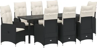 Produktbild von "2025"Cloris 2-teiliges Gartenset mit Kissen Schwarz Poly Rattan - Gartenstühle 335109