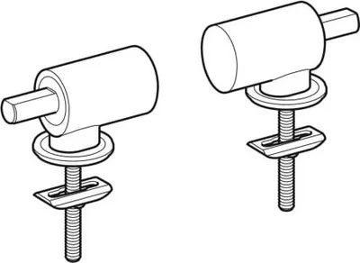 Two toilet seat hinges are shown against a white background.