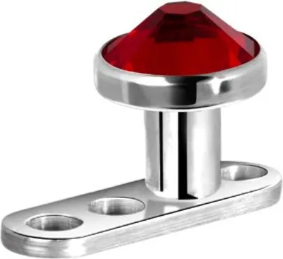 Produktbild von Micro Dermal Anchor Surface Piercing G23 Kristal Stein 4mm - Rot
