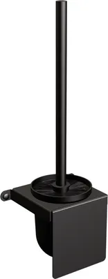 Image de Brosse WC, noir, mat, brosse murale, TECHNIC, brosse WC, inox, revêtement par poudre+ plastique, brosse WC suspendue
