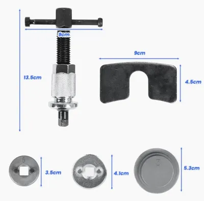 Produktbild von Bremskolbenrücksteller Set Universal Bremskolben Werkzeug für Bremssattel Rückstellung mit 5 Einsätzen für PKW und Motorrad Werkstatt Bremsenservice