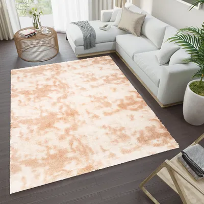 Immagine prodotto di Tappeto a pelo corto soggiorno camera da letto color beige chiaro moderno astratto disegno screziato 120 x 170 cm