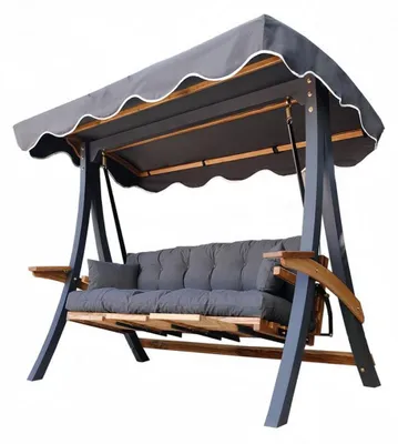 Produktbild von r Holz Gartenschwingstuhl Edle Metall Schaukel Gartenschaukel Neu