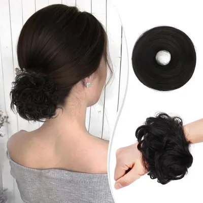 Produktbild von Ansteckzopf Dutt mit echtem Haar Natural Updo Eleganter Leichter Schwarz 25 g