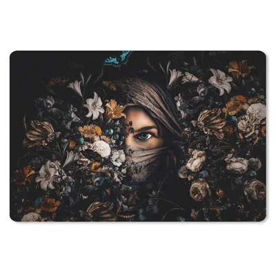 Produktbild von MuchoWow® Mauspad Mousepad Frau - Luxus - Blumen - Schmetterling - Porträt 27x18 cm - Mousepads - Maus Mat - Pad - Mausunterlage - Büroartikel - Desk Matten