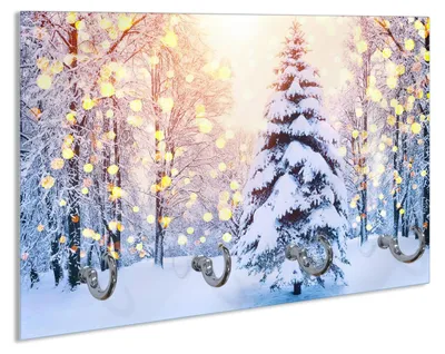 Produktbild von Wallario Schlüsselbrett aus Glas, Motiv: Winterzauber im Lichterglanz, 30 x 20 cm mit 4 Haken