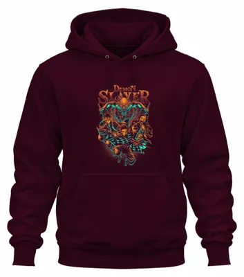 Immagine prodotto di Demon Slayer Kimetsu no Yaiba Tanjiro Nezuko Zenitsu Inosuke Felpa con cappuccio unisex, bordeaux, XL