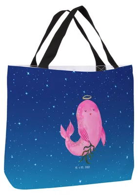Produktbild von Mr. & Mrs. Panda Strandtasche Sternzeichen Jungfrau - Sternenhimmel Blau - Geschenk, Meerjungfrau, Tasche, Jungfer, Reisetasche, Geburtstag September, Tragetasche, Beutel