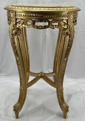 Produktbild von Casa Padrino Barock Beistelltisch Gold / Creme - Handgefertigter Antik Stil Massivholz Tisch mit Marmorplatte - Wohnzimmer Möbel im Barockstil - Antik Stil Möbel - Barock Einrichtung - Barock Möbel