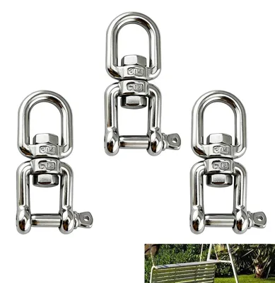 3er-Set M6 Edelstahl-Karabinerhaken, 150 kg, Drehschäkel