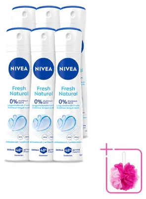 Zdjęcie produktu dla 6 sztuk dezodorantu w sprayu NIVEA Fresh Natural, pojemność 150 ml, zestaw ekonomiczny