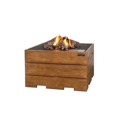Produktbild von Happy Cocooning Feuertisch Teakholz / schwarz, quadratisch, 76 x 76 x 46 cm